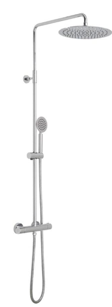 Vado Aquablade Adjustable Round Thermostatic Shower column, finished in a high-shine polished chrome