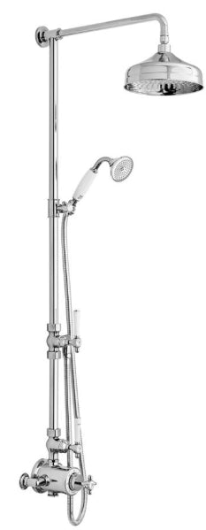 Booth & Co Axbridge 2 outlet exposed thermostatic shower column in Chrome or Bright Nickel
