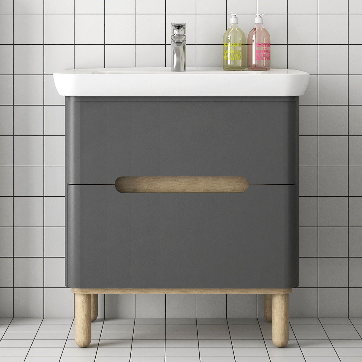 Vitra Sento washbasin unit with 2 doors, including washbasin