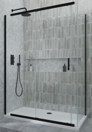 Kudos Siona Sliding Door Matt Black - Bathroom Centre