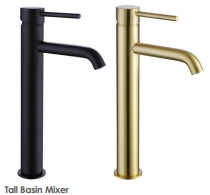 Pin Lux Tall Mono Basin mixer Chrome/Black/Brushed Brass