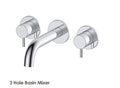Pin Lux 3 Hole Wall Mounted Basin Mixer Chrome/Black