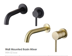 Pin Lux 2 Hole Wall Mounted Basin Mixer Chrome/Black/Brushed Brass - Bathroom Centre