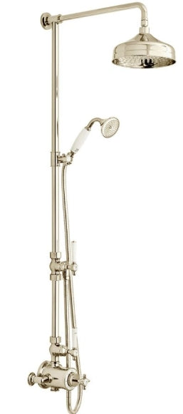 Booth & Co Axbridge 2 outlet exposed thermostatic shower column in Chrome or Bright Nickel