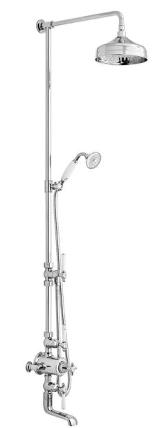 Booth & Co Axbridge 3 outlet exposed thermostatic shower column with bath spout in Chrome or Bright Nickel - Bathroom Centre