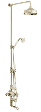 Booth & Co Axbridge 3 outlet exposed thermostatic shower column with bath spout in Chrome or Bright Nickel