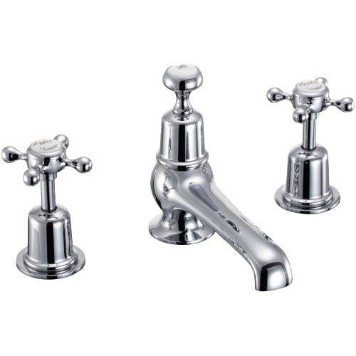 Burlington Claremont 3 Tap Hole Mixer With Pop Up Waste - Bathroom Centre