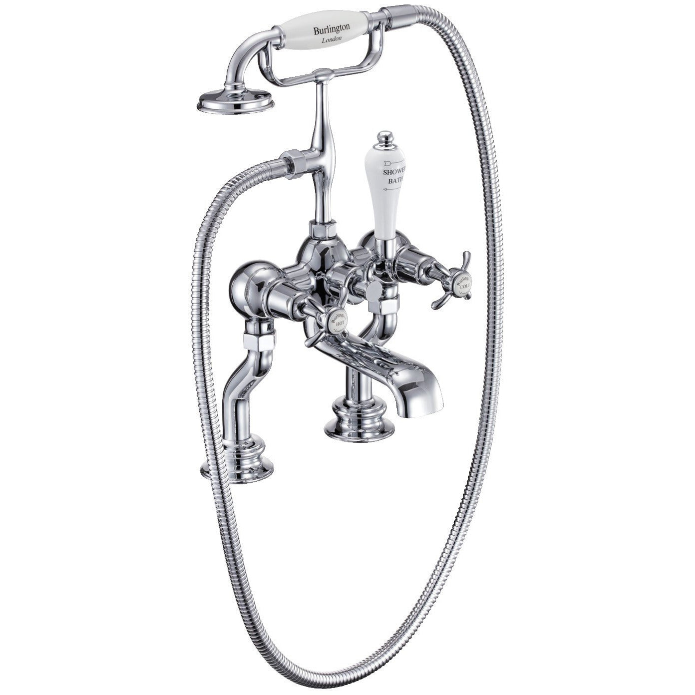 Burlington Anglesey Deck Mounted Bath Shower Mixer With Hose And Handset - Bathroom Centre
