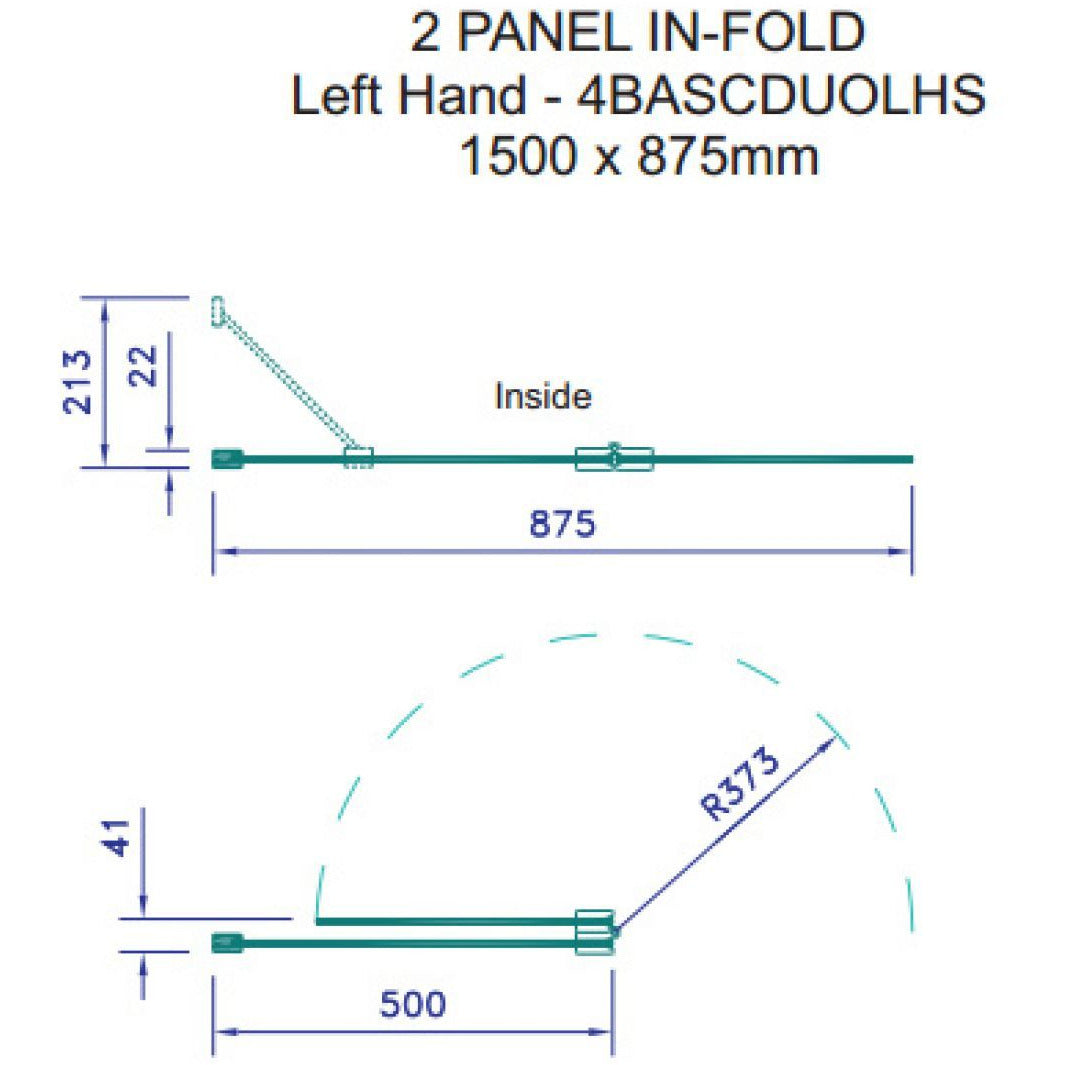 Kudos Two Panel In-Fold Bath Screen - Bathroom Centre