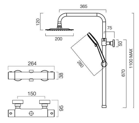 Tavistock Quantum Bar Valve Shower System